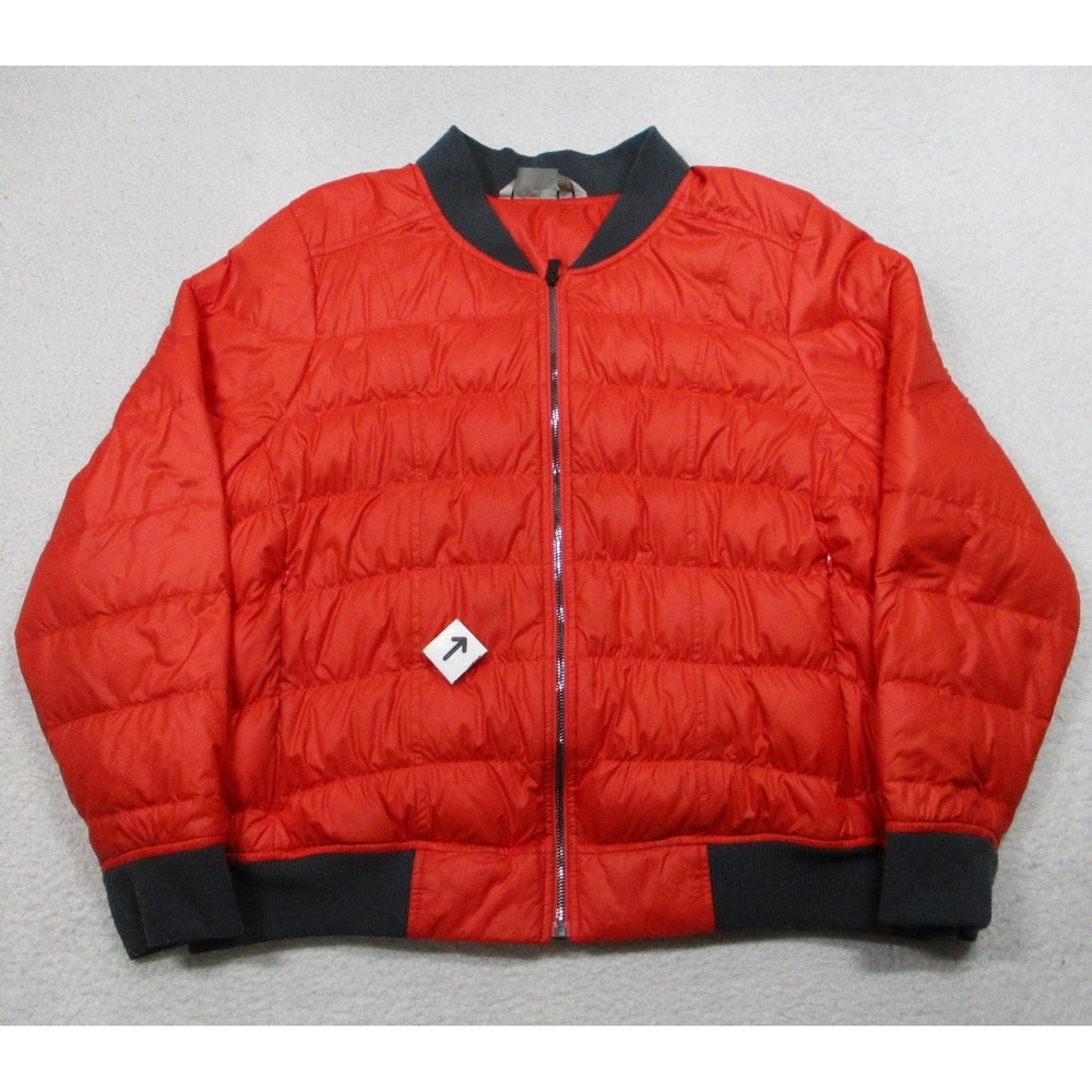 Athleta Jacket Womens 2X Red Down Puffer Bomber Coat Goose Fill 138700